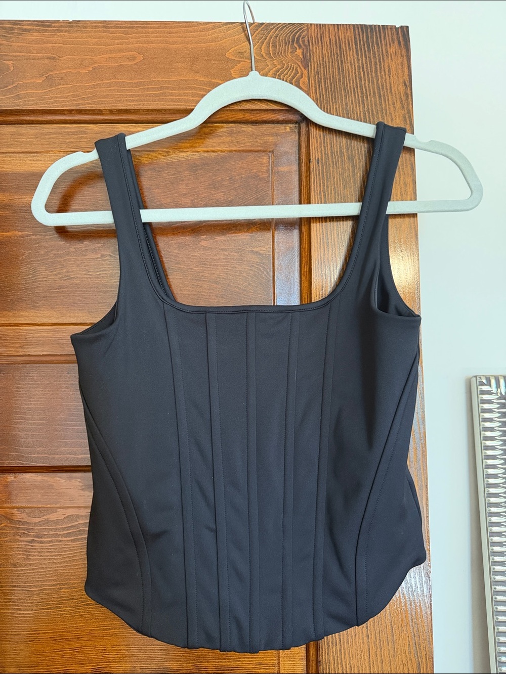 Express Black Square-Neck Corset Tank